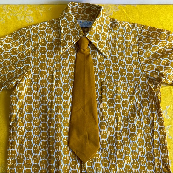 Vintage Kids Boys Elephant Print Button Up w/ Tie Sz 14 - Picture 4 of 8